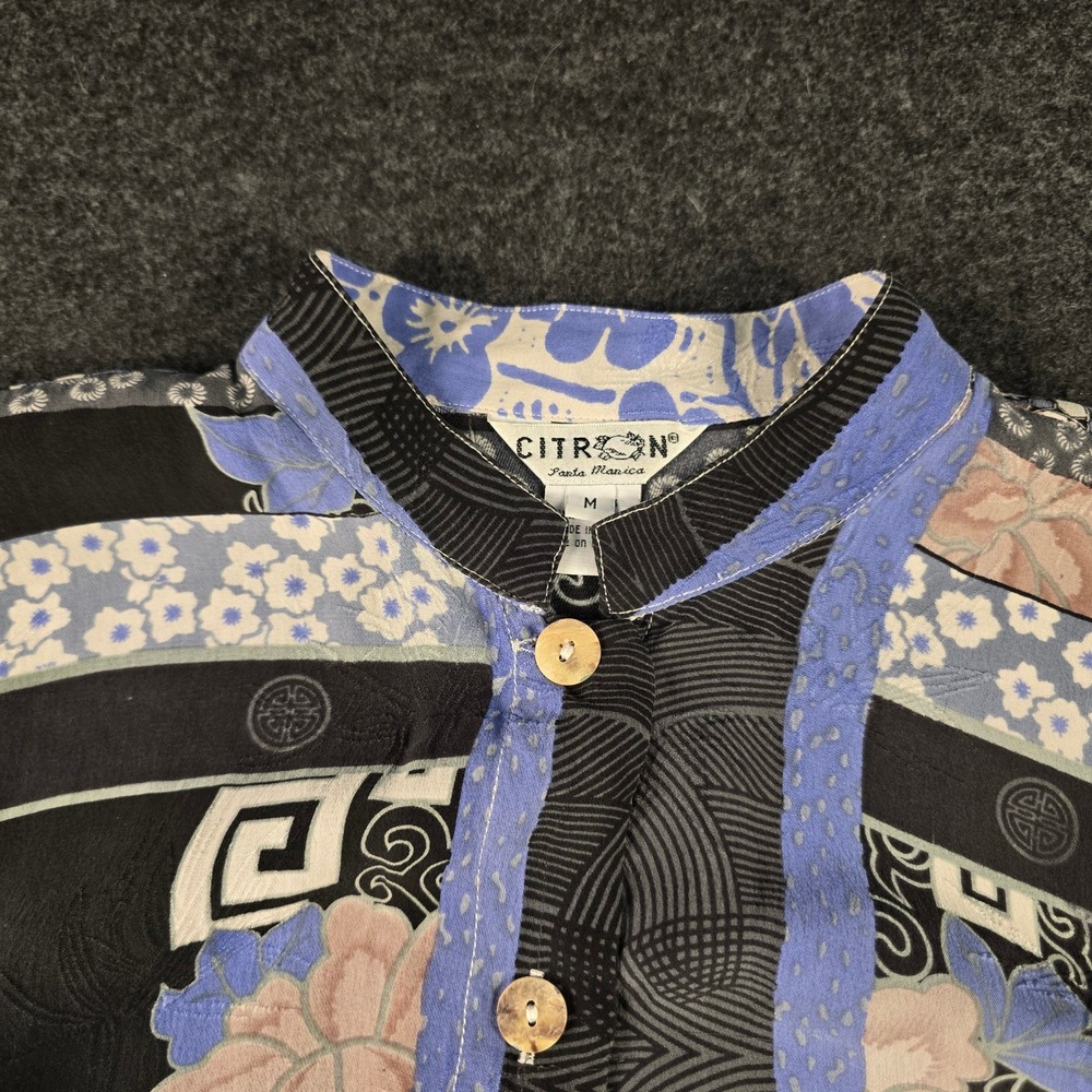 Citron Santa Monica Womens M Asian Inspired Print Button Up Blouse Shirt - Picture 2 of 15